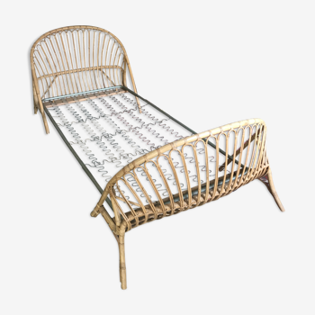 Wicker bed with mattress