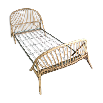 Wicker bed with mattress