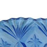 Coupe à fruits en verre pressé bleu, France