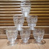 6 anciens verres gravés ciselés