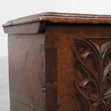 Rare Large Gothic 16th century carved solid oak chest, France