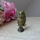 Miniature owl figurine Greece Brass Plated Bronze on Base