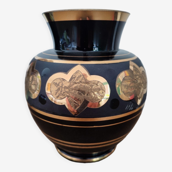 Vase art déco en verre hyalite par paul heller pour the rupel boom, 1930s