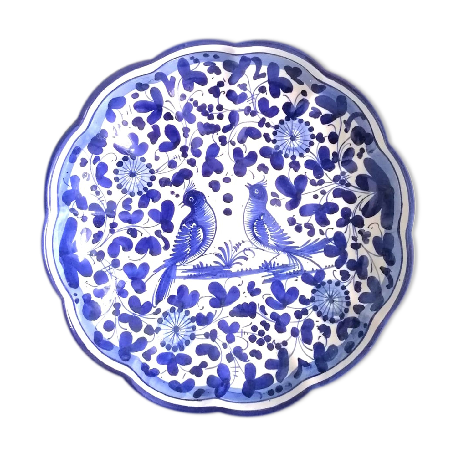 Earthenware bird dish from Deruta, Italy