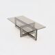 Brutalist steel and smoked glass coffee table 1970s