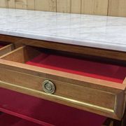 Louis xvi style sideboard from the 1950s in mahogany, oak and white marble top
