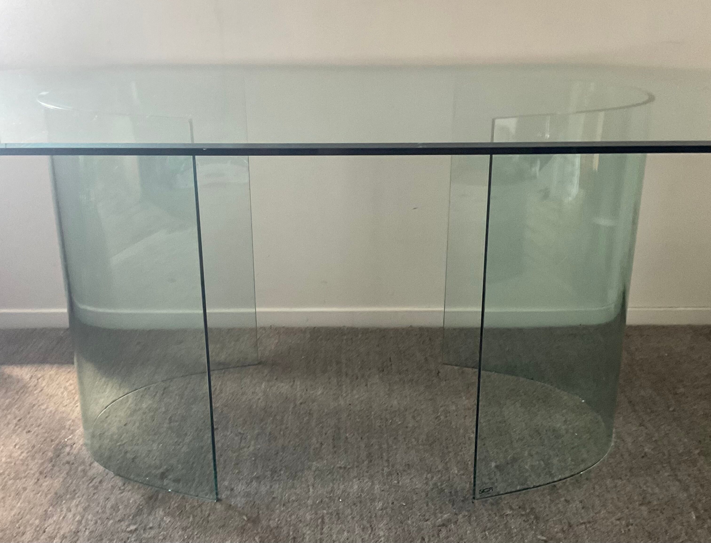 Vintage Sica Italy dining table in tempered glass