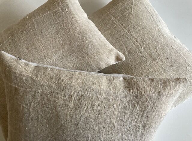 Farm hemp cushion 19th back of old linen 40cm x 30cm