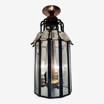 Lanterne bronze, verre et plexi années 60