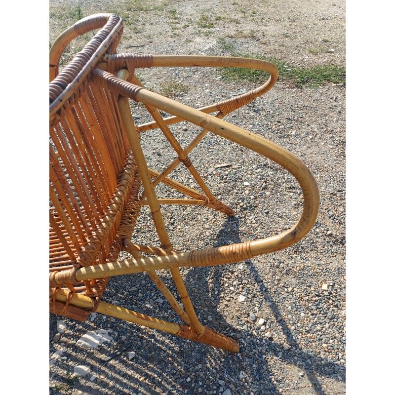 Vintage rattan and wicker armchair
