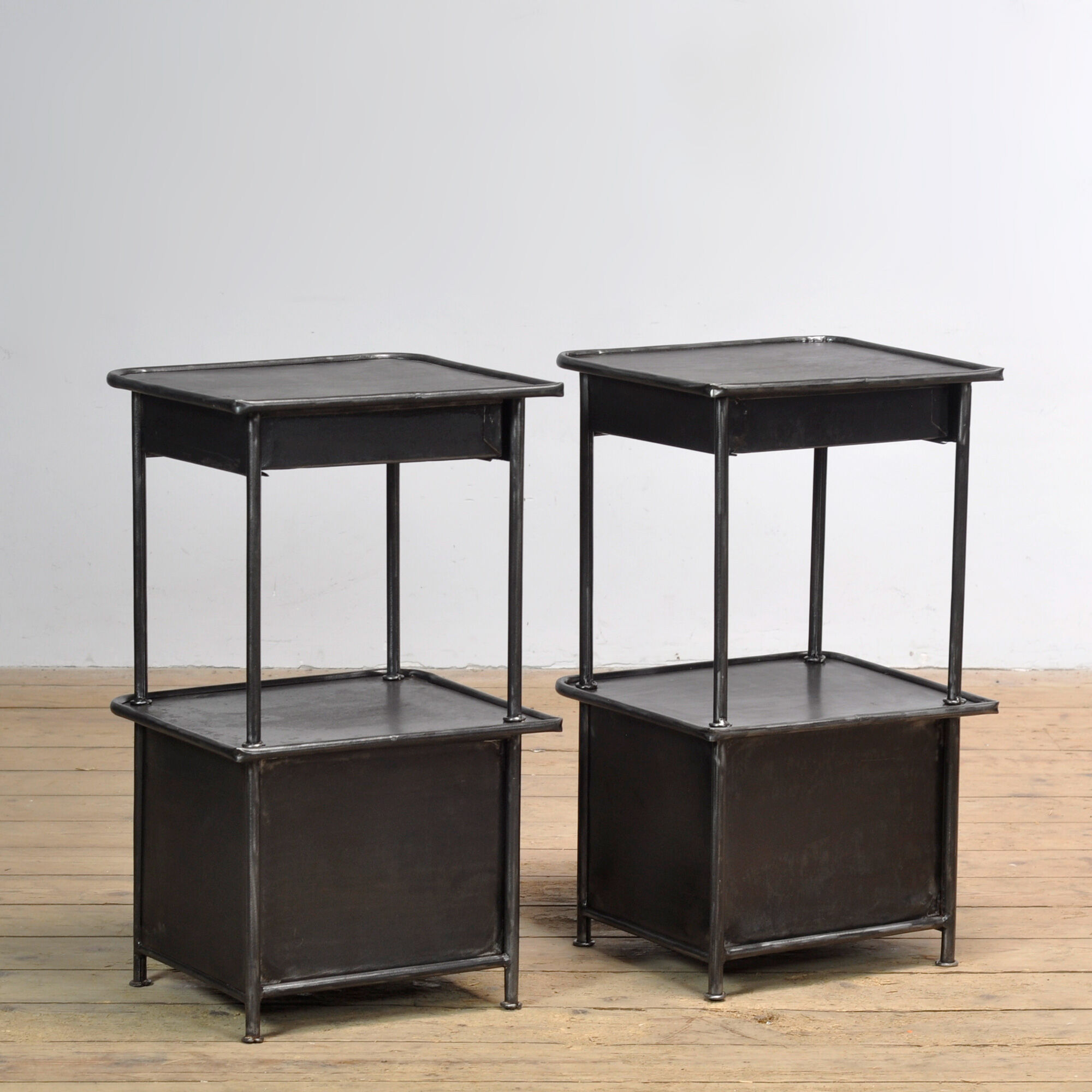 Set of iron bedside tables, 1910s