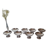 Set of 8 silver metal glasses for champagne or ice cream Mid Century Design