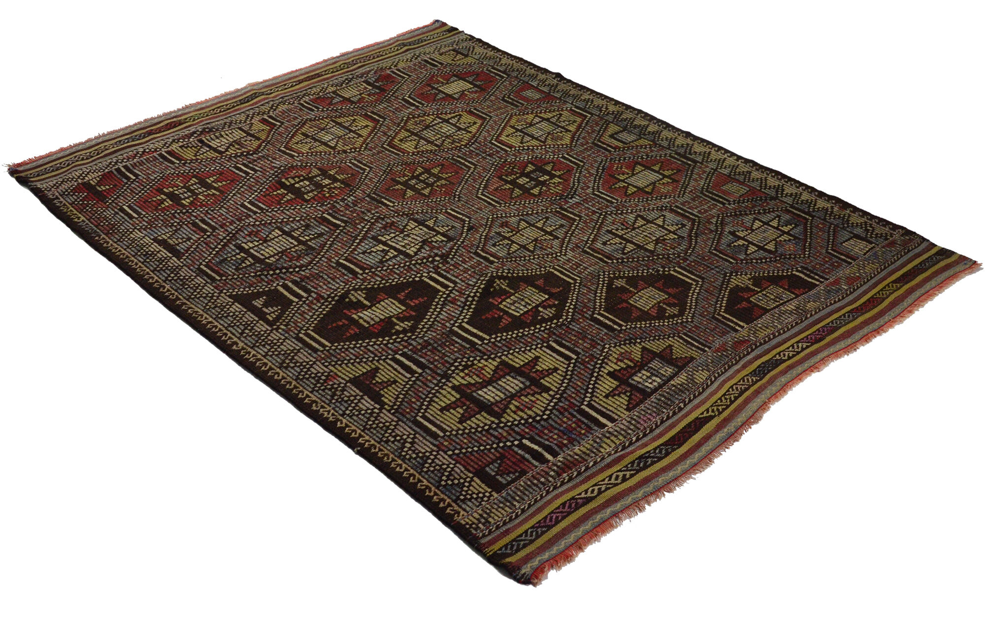 Anatolian handmade kilim rug 243 cm x 185 cm