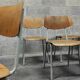 Set of 12 metal and wood school chairs Czechoslovakia Kovona