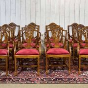 Set of 12 English Regency style beech armchairs from the 1970s.