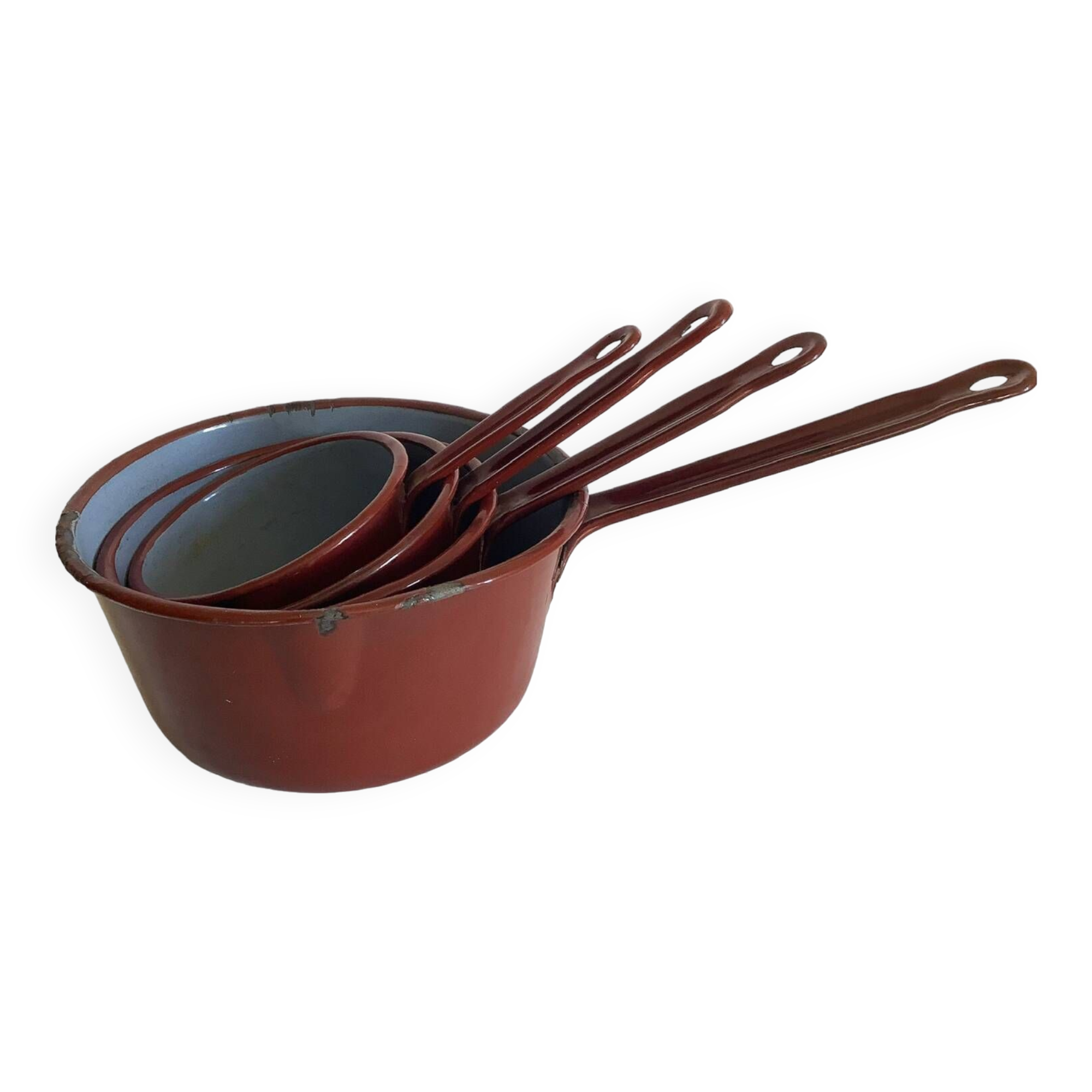 Série de 4 casseroles en tôle émaillée
