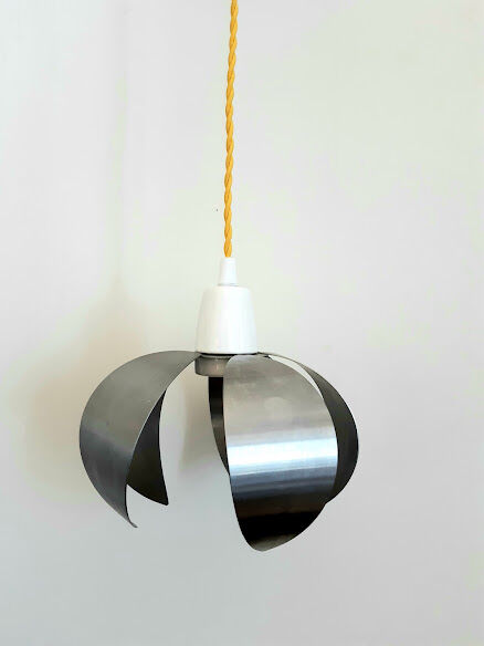 Flower pendant lamp in brushed steel 1970