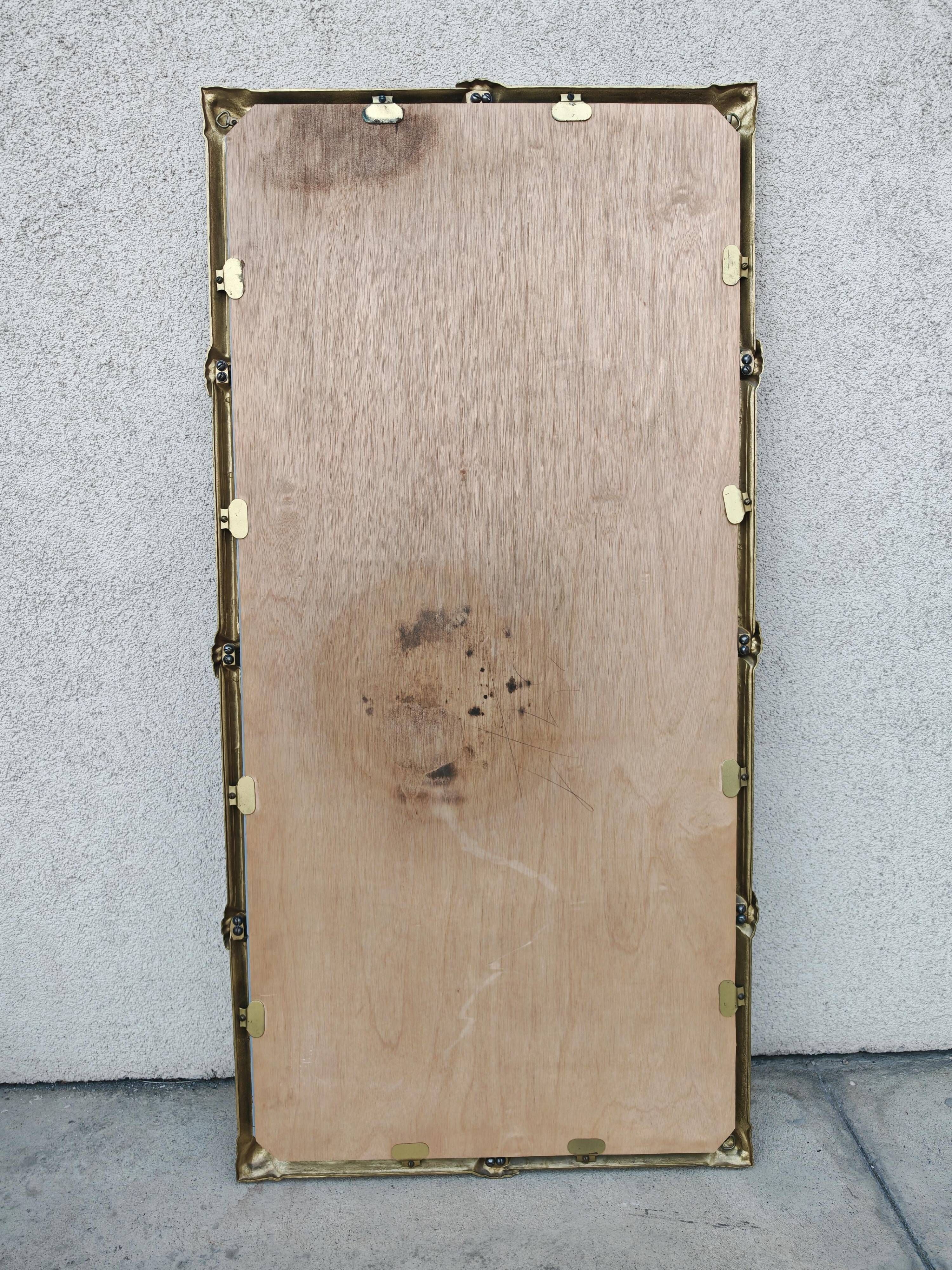 Hollywood Regency Wall Mirror in Brass, Neoclassical Style, 1950s