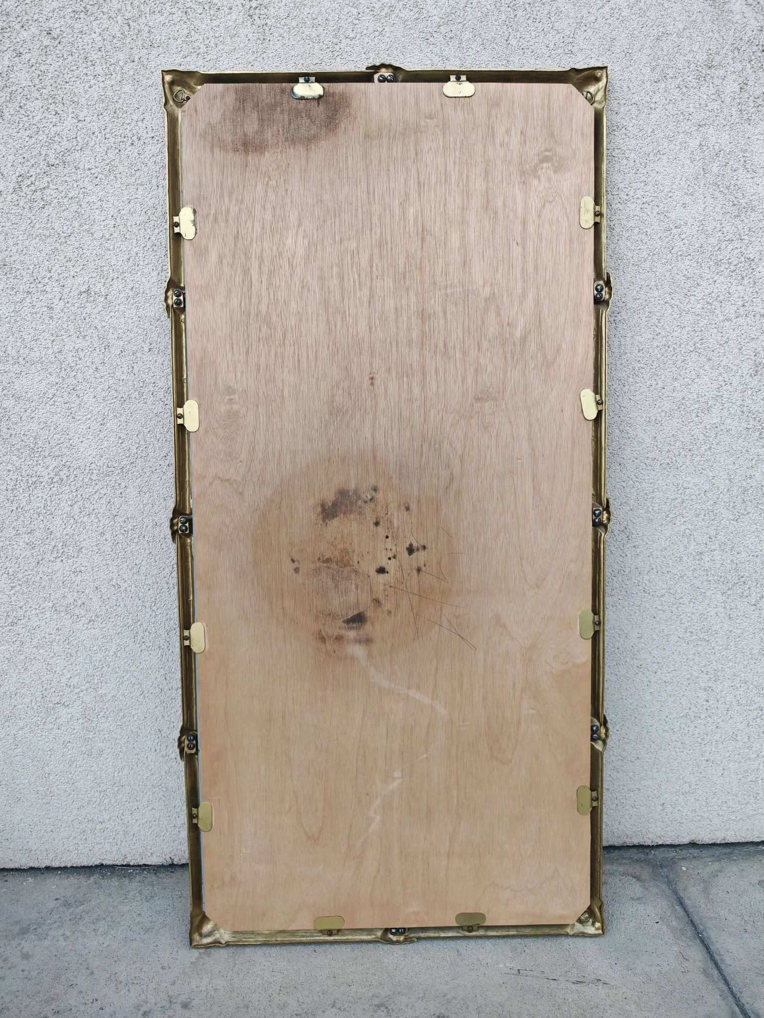 Hollywood Regency Wall Mirror in Brass, Neoclassical Style, 1950s