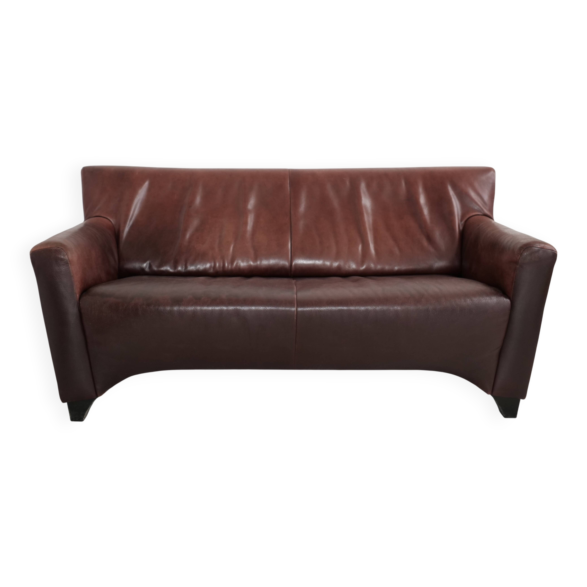 Oxblood leather sofa DeSede DS-72b