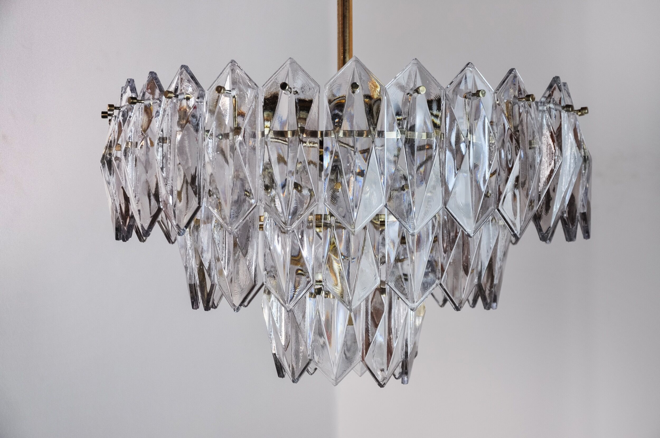J.T Kalmar chandelier, cut glass, 3 levels, Austria 1970