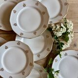 Lot de 12 assiettes à dessert vintage en porcelaine avec détails dorés