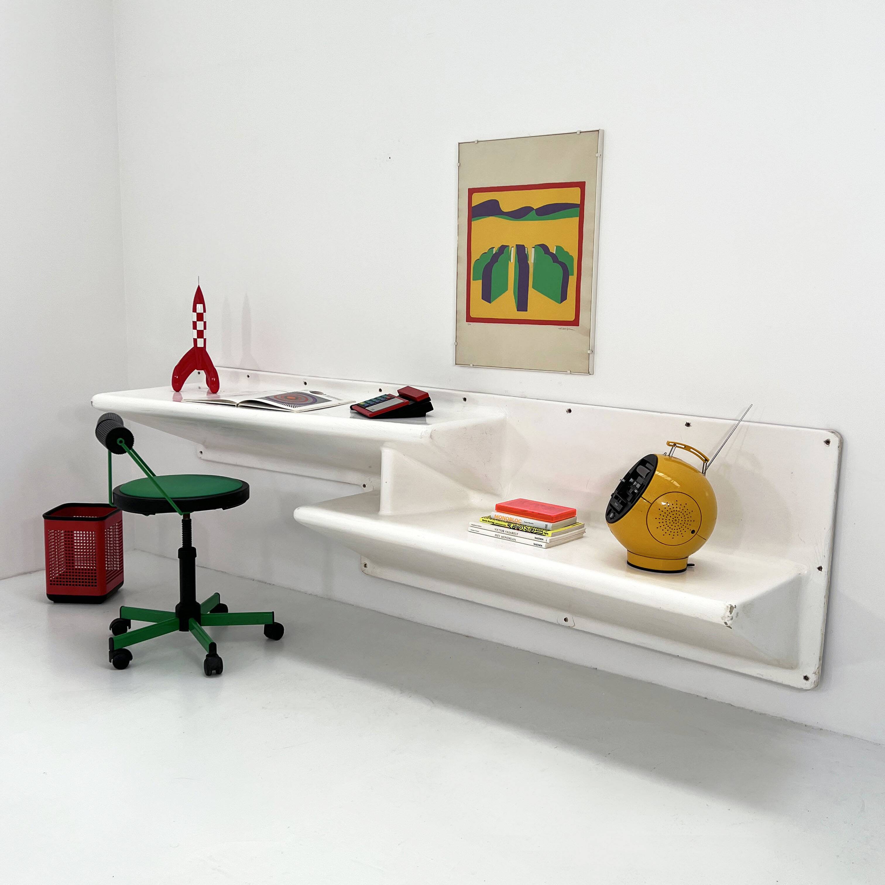 Space Age Wall Unit with Desk/Bench or Shelves, 1970s