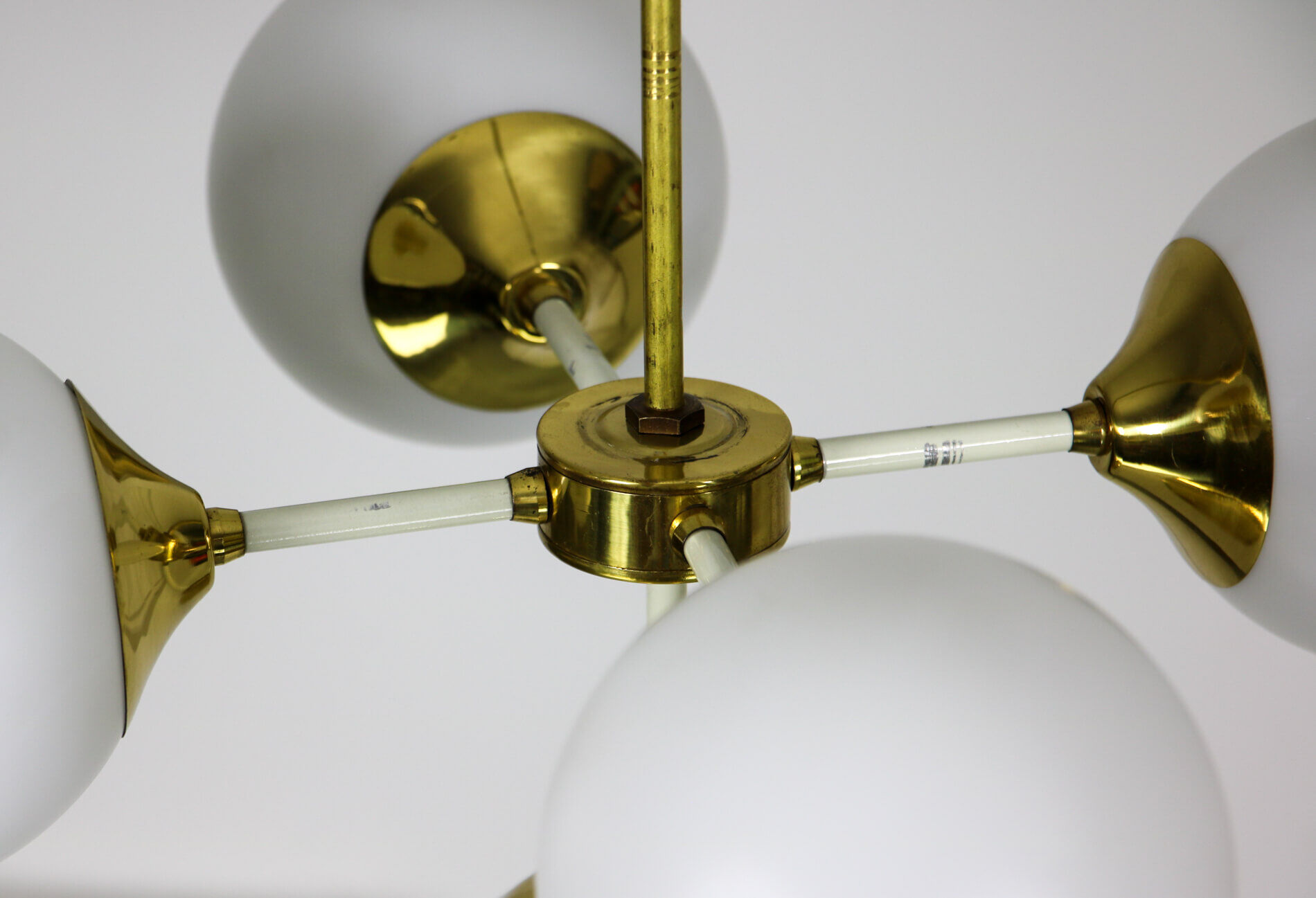 Lustre en laiton à 5 bras du milieu du siècle