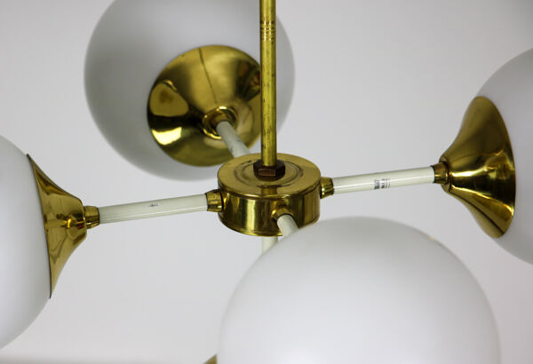 lustre En Laiton À 5 Bras Du milieu Du Siècle