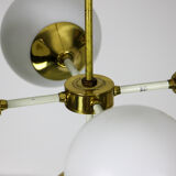 Lustre en laiton à 5 bras du milieu du siècle