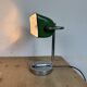 Vintage Green Enamel Banker Lamp, 1950s