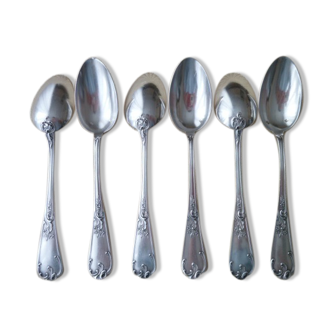 Set of 6 teaspoons in silver metal Louis XV style