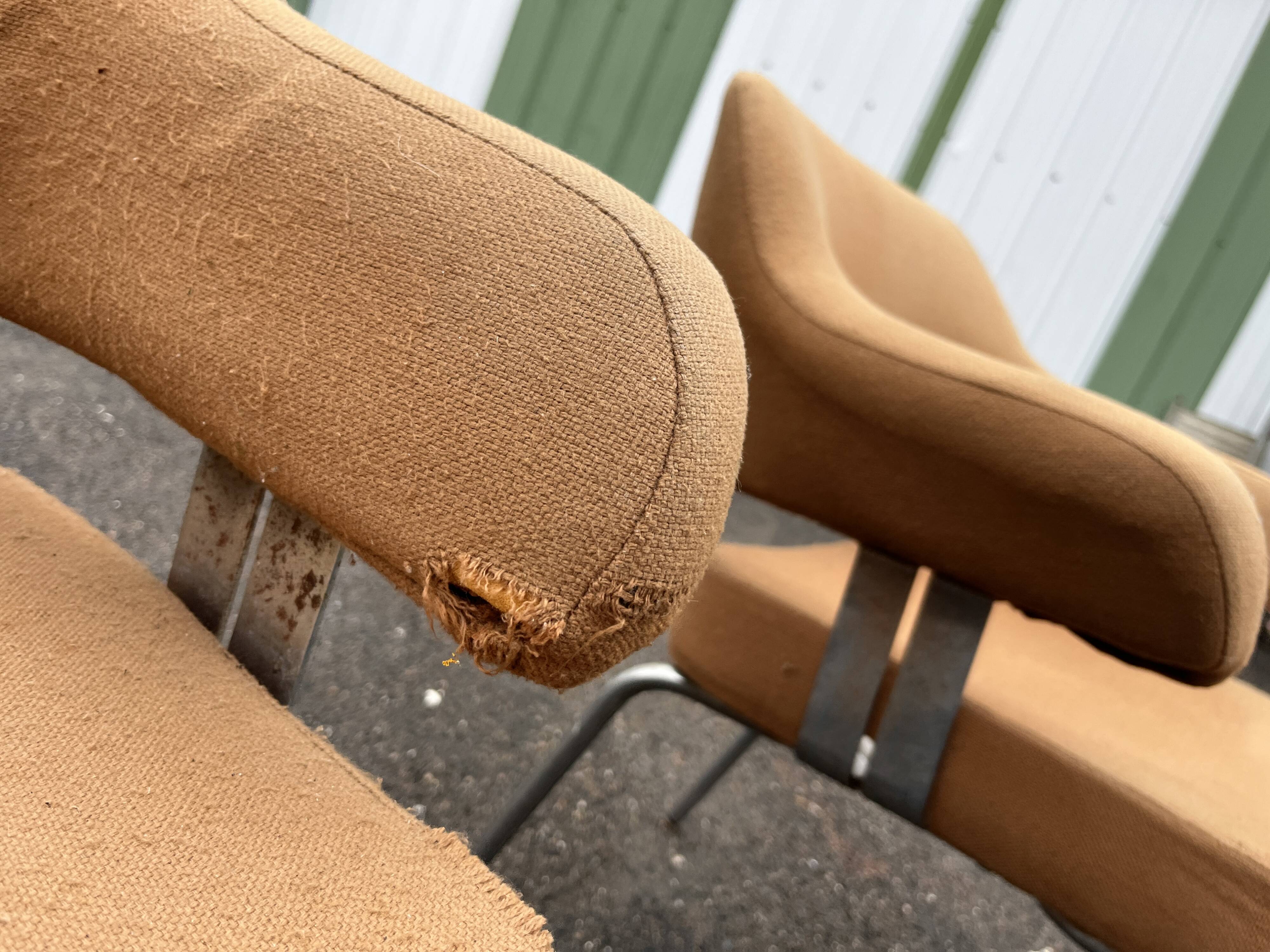 Pair of vintage armchairs with metal legs and orange fabric, 1960s-1970s