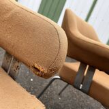 Pair of vintage armchairs with metal legs and orange fabric, 1960s-1970s