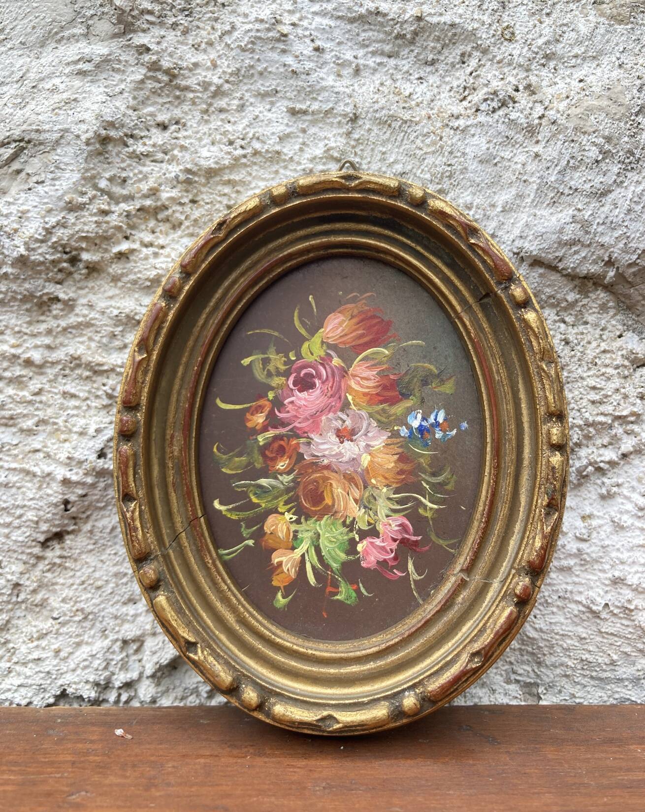 Small vintage flower painting