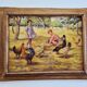 Oil Painting on Canvas "Children at the Farm" Signed Lo Presti - Gilded Frame
