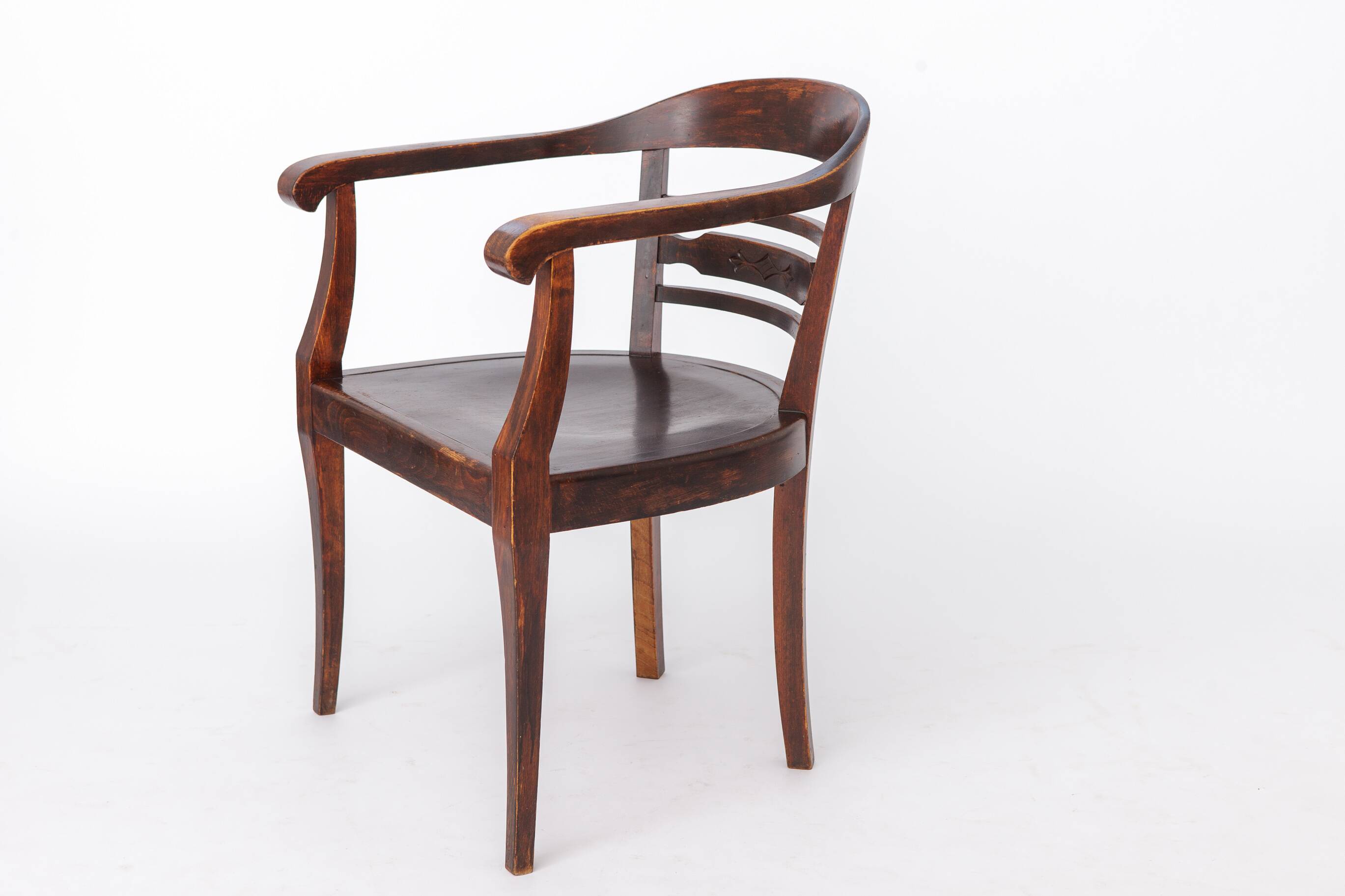 Vintage 1930s Wooden Armchair | Solid Beech | German Art Deco Chair