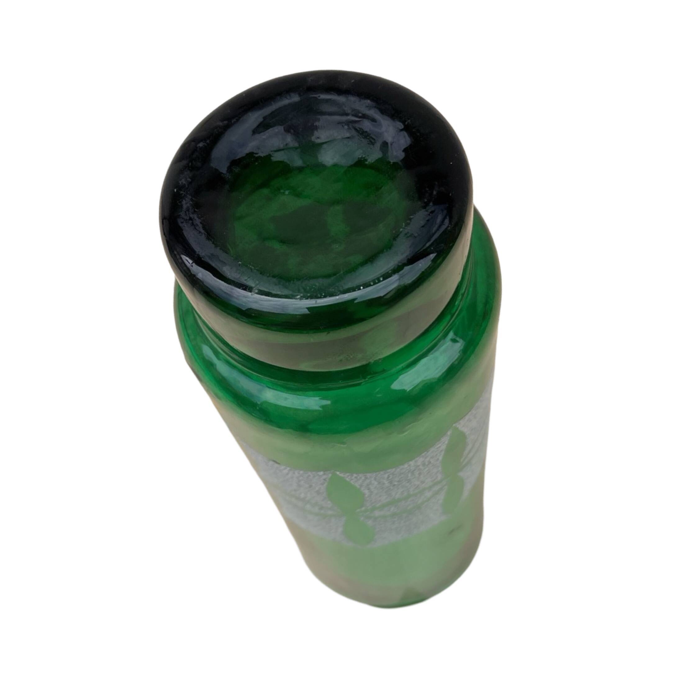 Green glass vase, veb kunst glas wasungen, germany, 1960s