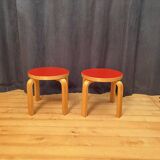 Pair of NE60 stools designed by Alvar Aalto, Artek, Finland, 1980s