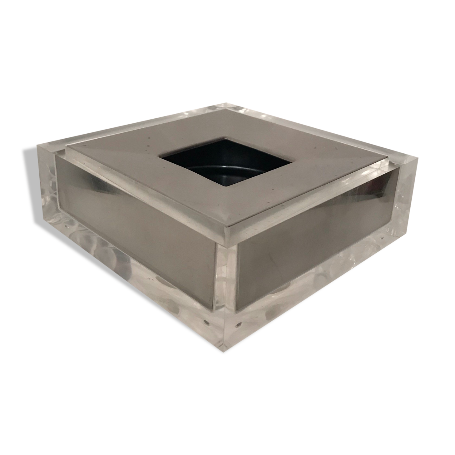 Plexiglas-Steel Ashtray Guzzini 1970