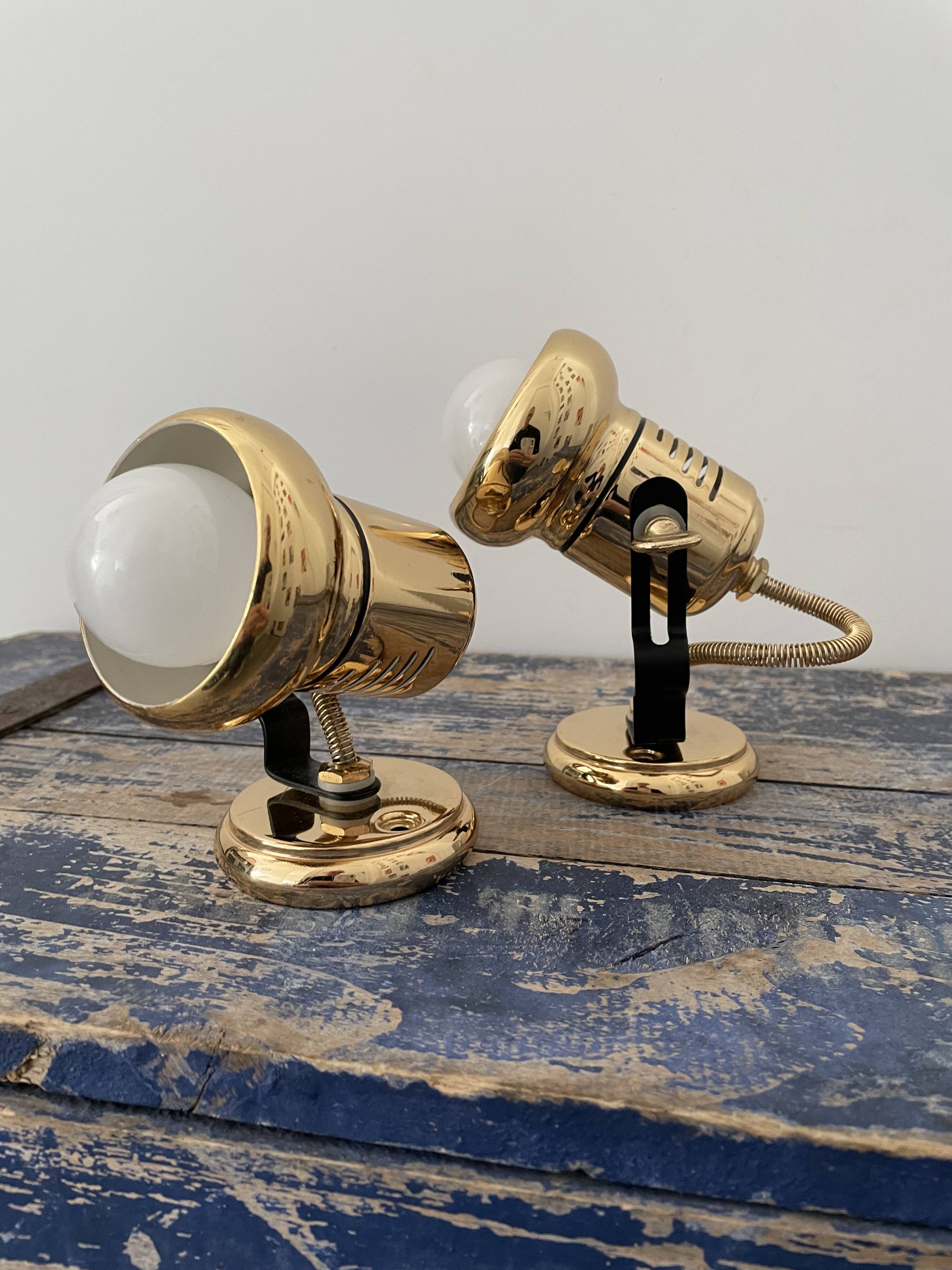 Lot de deux spots appliques vintage dorés