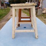 2 wooden workshop stools