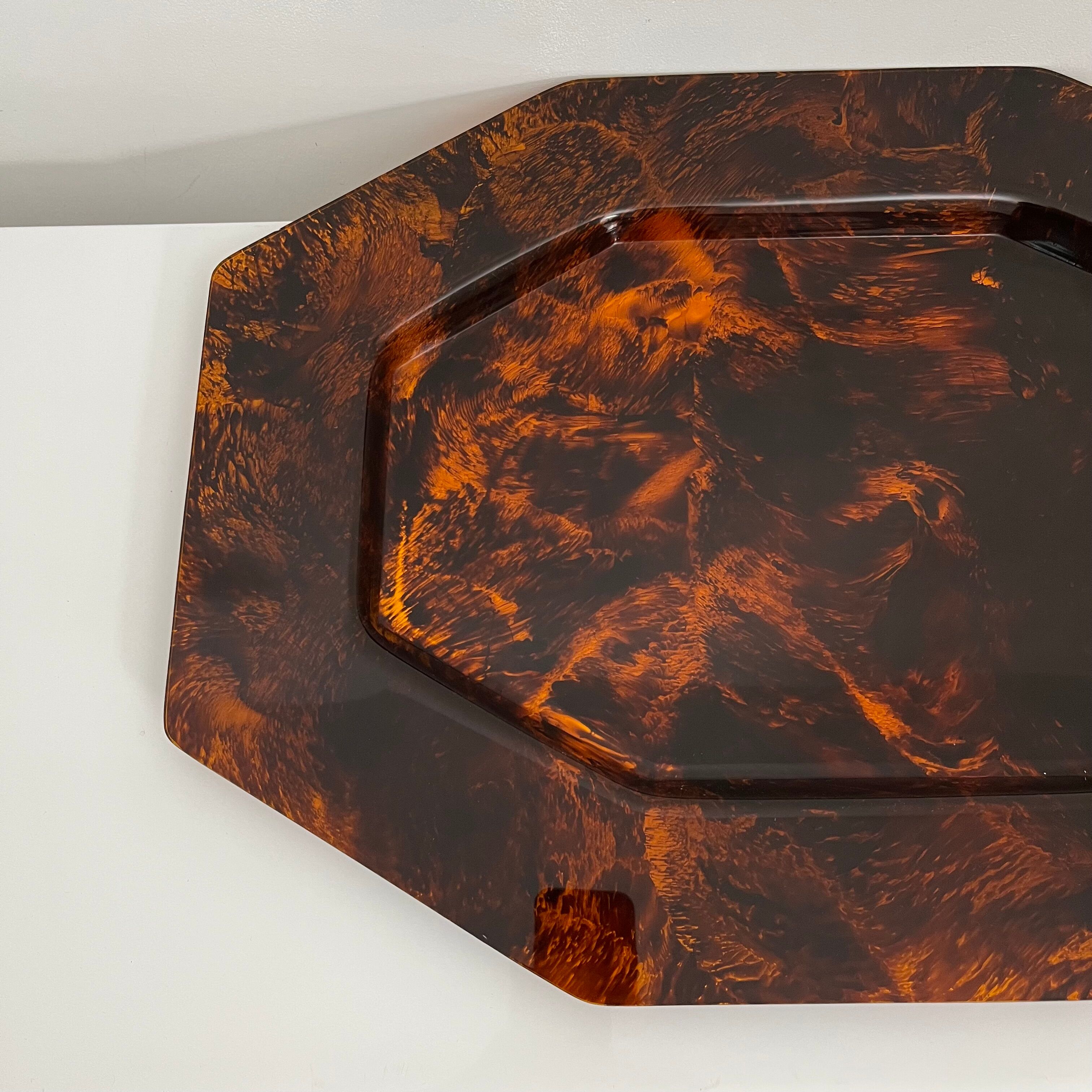 Vintage tortoiseshell hexagonal tortoiseshell serving tray