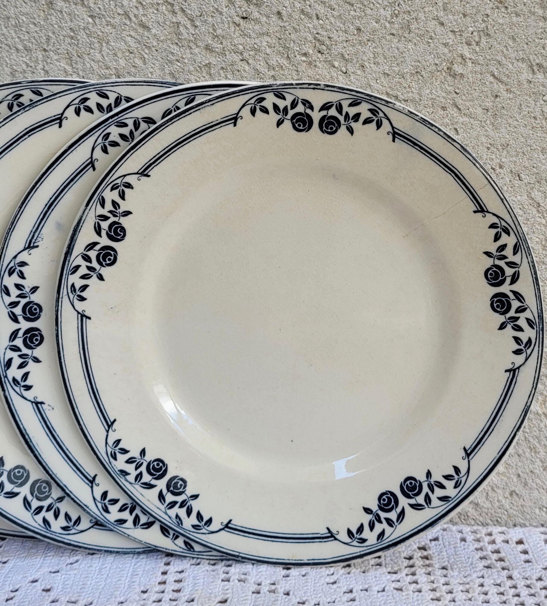 Set of 4 dessert plates Salins Model Saussure A.B. Terre de Fer