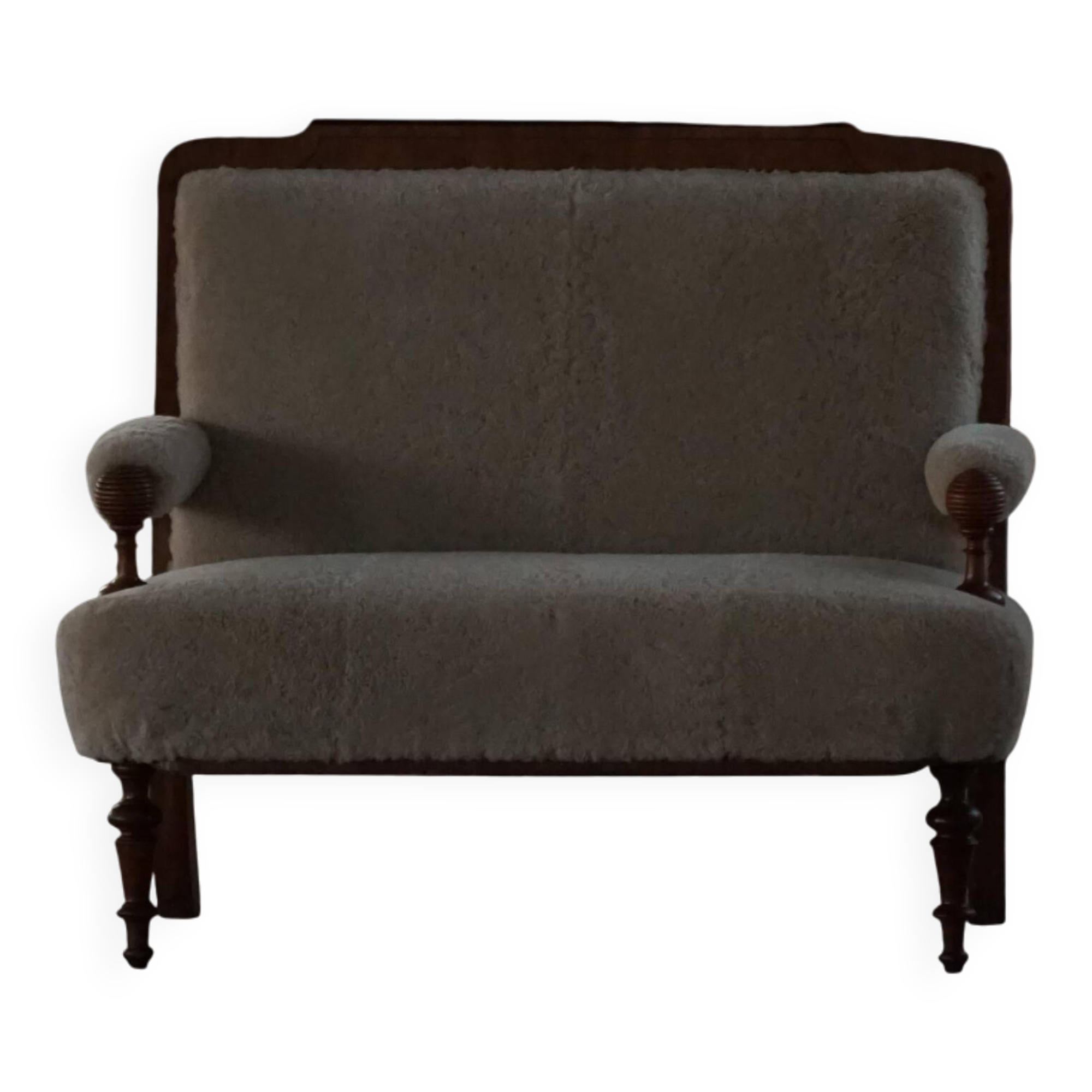 Danish two-seater canapé from the early 20th century in merino wool and wood, 1930s.