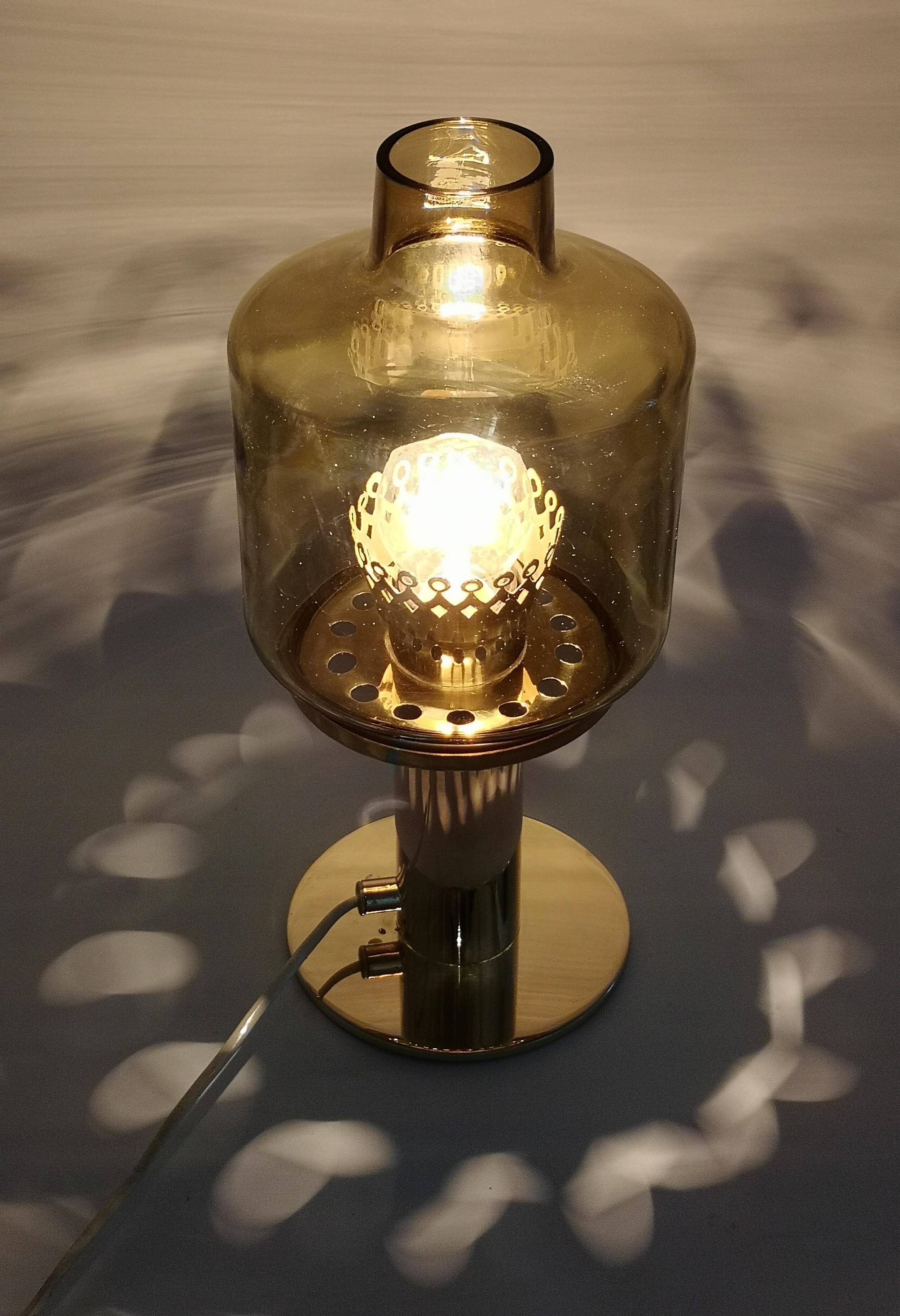 Hans-Agne Jakobsson Table Lamp Model B-102 in brass and glass, 1960s, Sweden