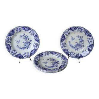 5 Gien Delft earthenware soup plates