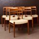 6 scandinavian teak dining chairs with papercord in natural colour from norway