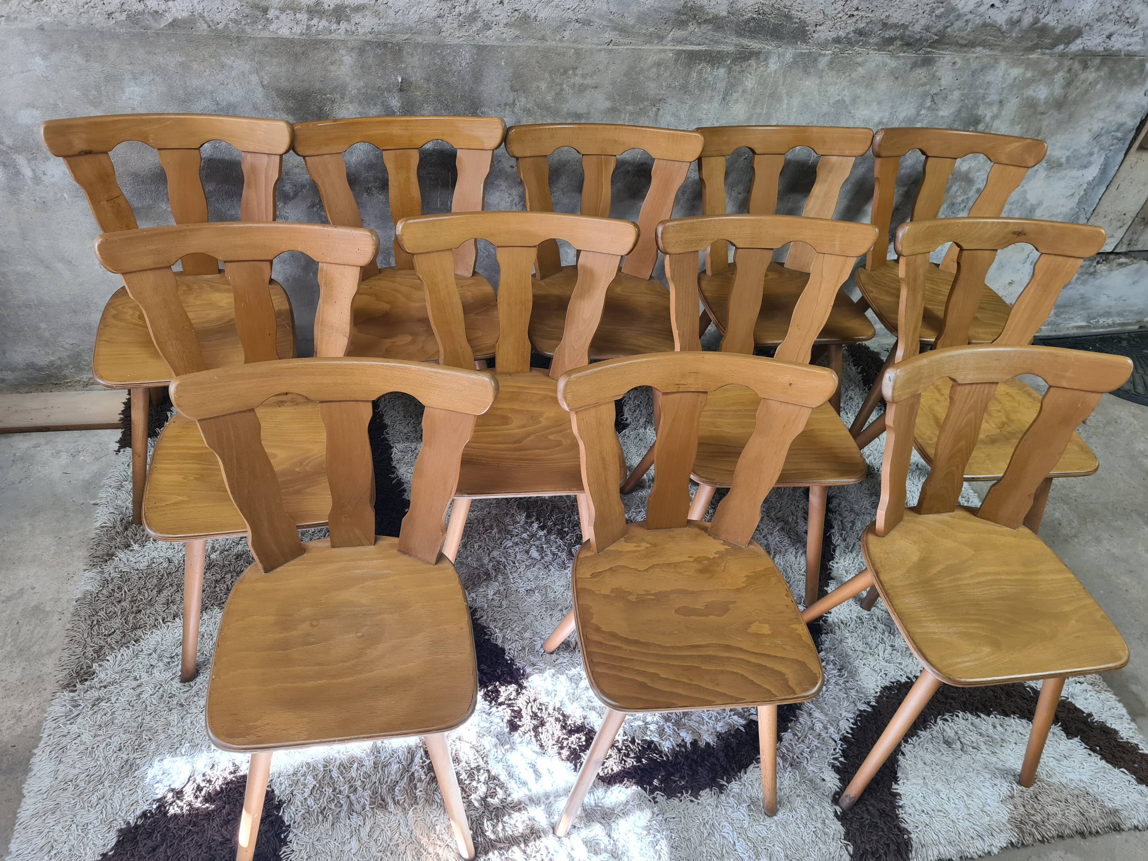 Set of 12 vintage Baumann 1970 bistro chairs