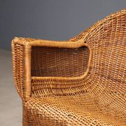 Canapé vintage en osier et bambou, design Italie, années 1950-1960